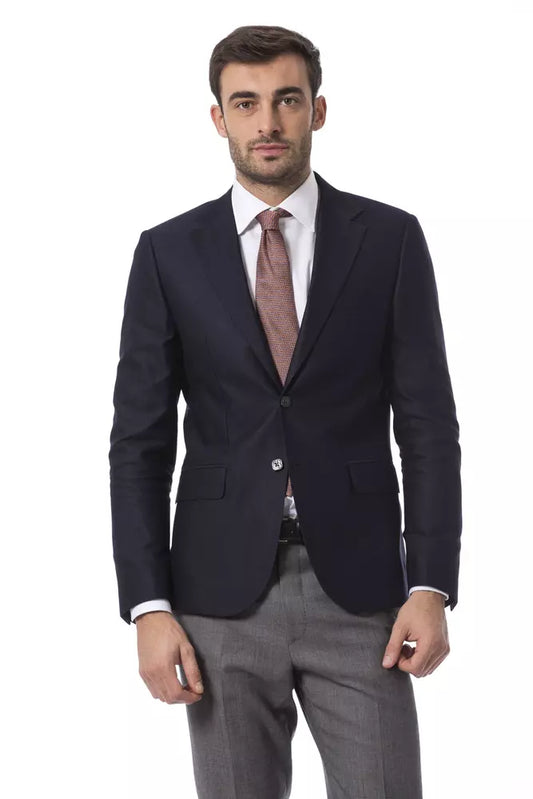 Elegante chaqueta de lana azul para hombre