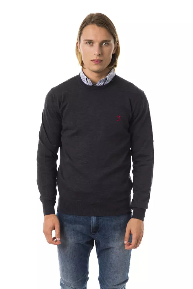 Gray Merino Wool Men Sweater