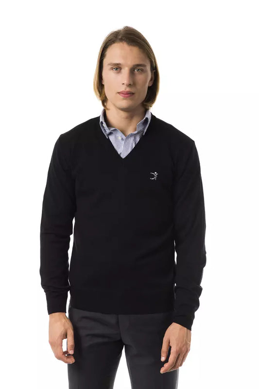 Black Merino Wool Men Sweater