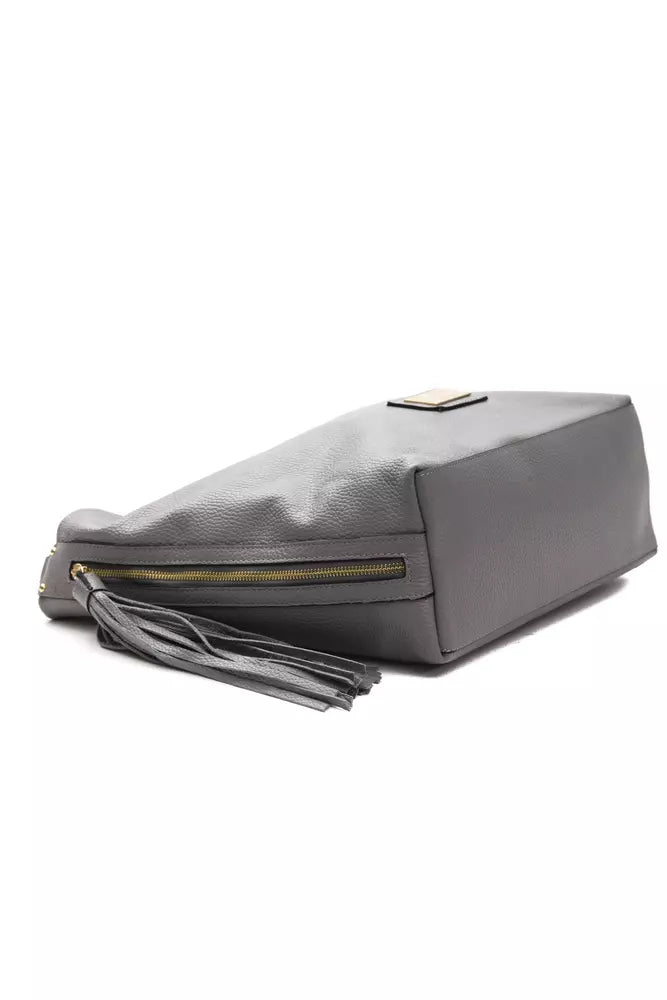 Gray Leather Women Shoulder Bag