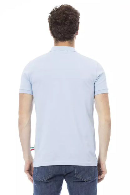 Light Blue Cotton Men Polo