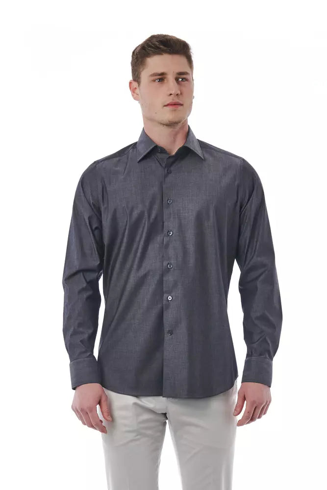 Gray Cotton Men Shirt