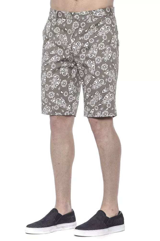 Green Cotton Men Bermuda Short