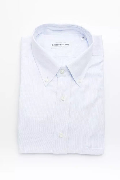 Camisa Elegante De Algodón Azul Claro