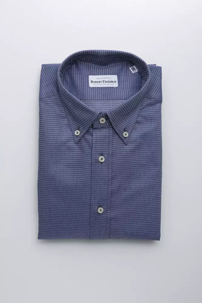 Camisa elegante de algodón azul con botones