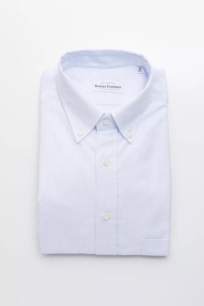 Camisa elegante con botones de algodón azul claro