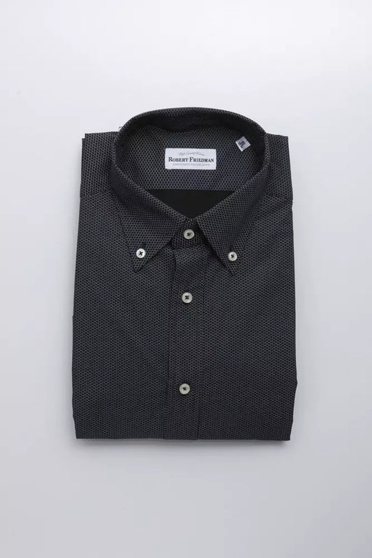 Elegante camisa negra con botones de algodón