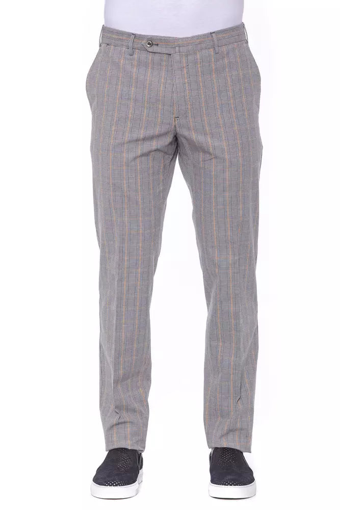 Gray Cotton Men Trousers