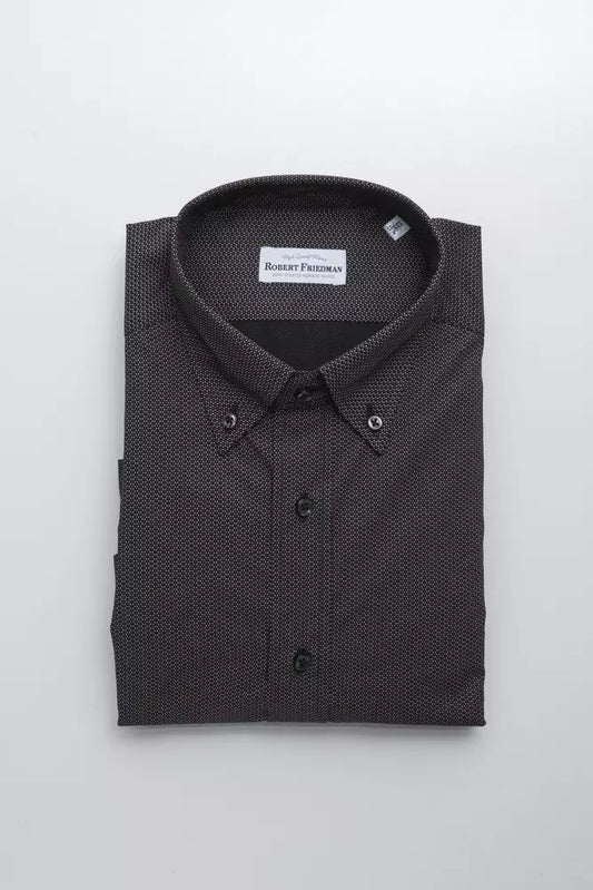 Camisa elegante de algodón con botones en negro