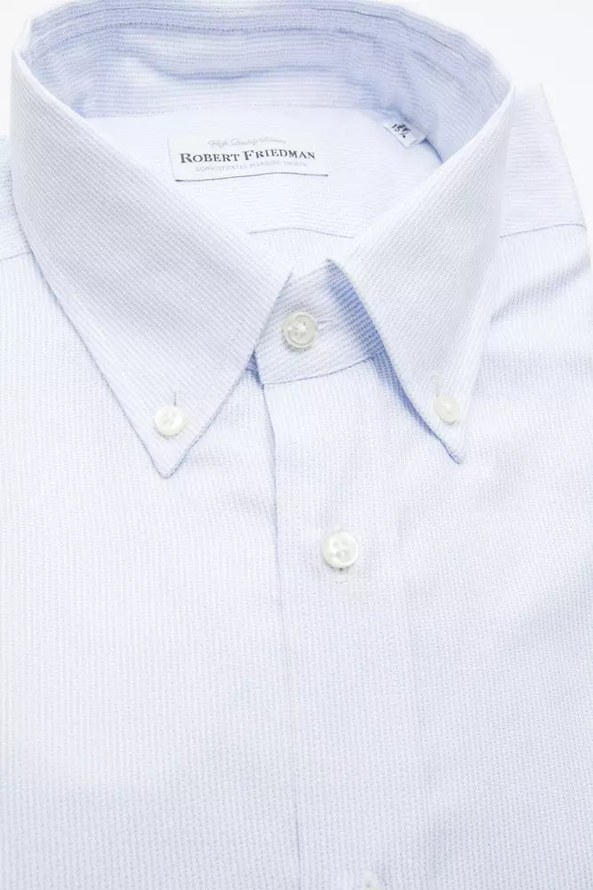 Camisa Elegante De Algodón Azul Claro