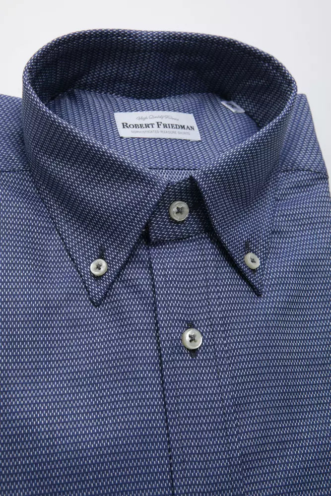 Camisa elegante de algodón azul con botones