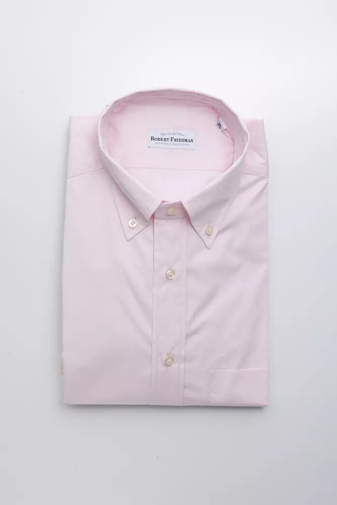 Elegante camisa rosa de algodón con botones