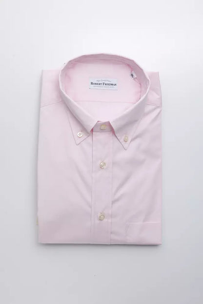 Elegante camisa rosa de algodón con botones