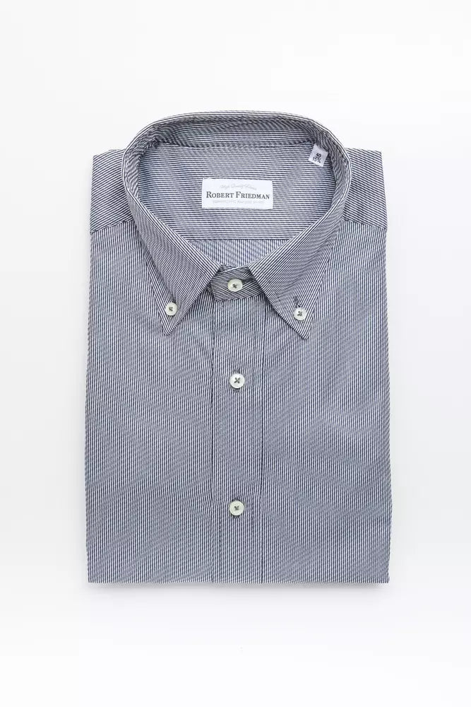 Camisa elegante con botones de algodón azul