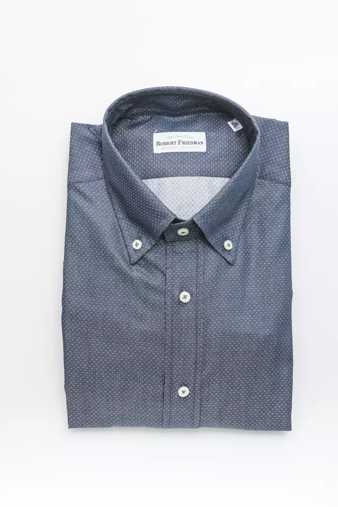 Camisa elegante de corte regular de algodón azul