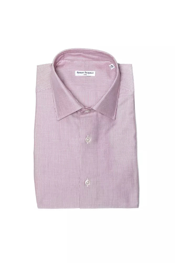 Camisa elegante de algodón rosa con cuello ajustado