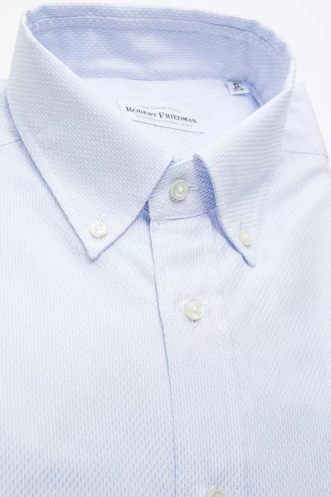 Camisa elegante con botones de algodón azul claro