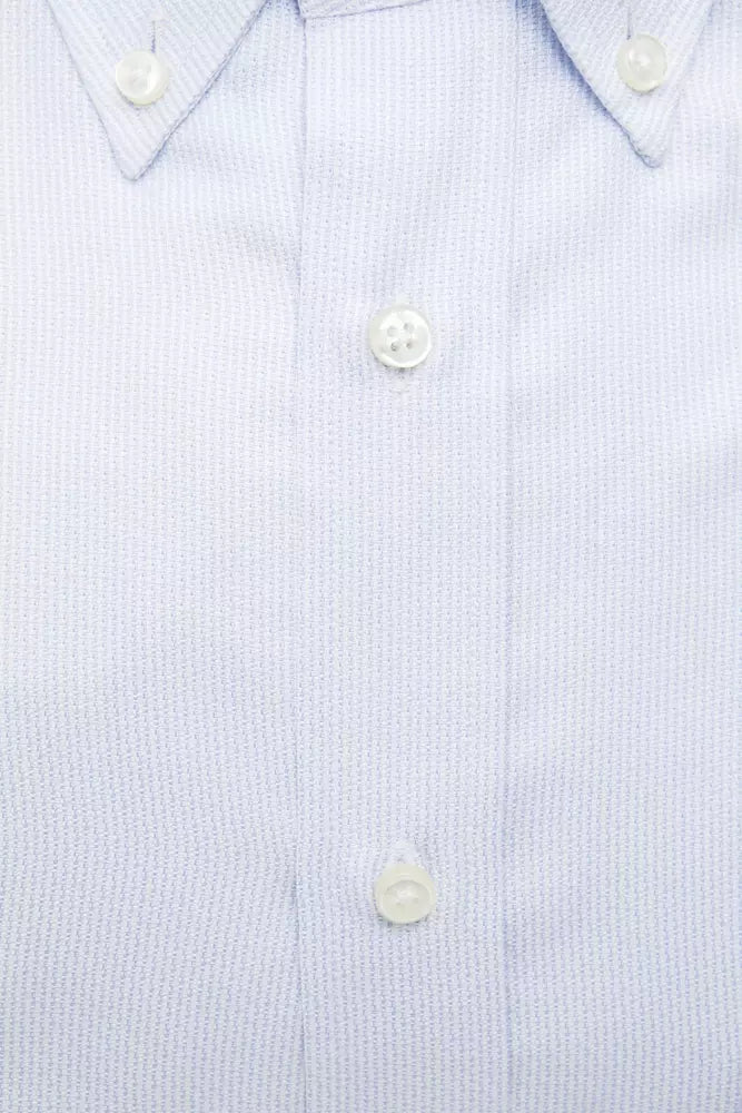 Camisa Elegante De Algodón Azul Claro