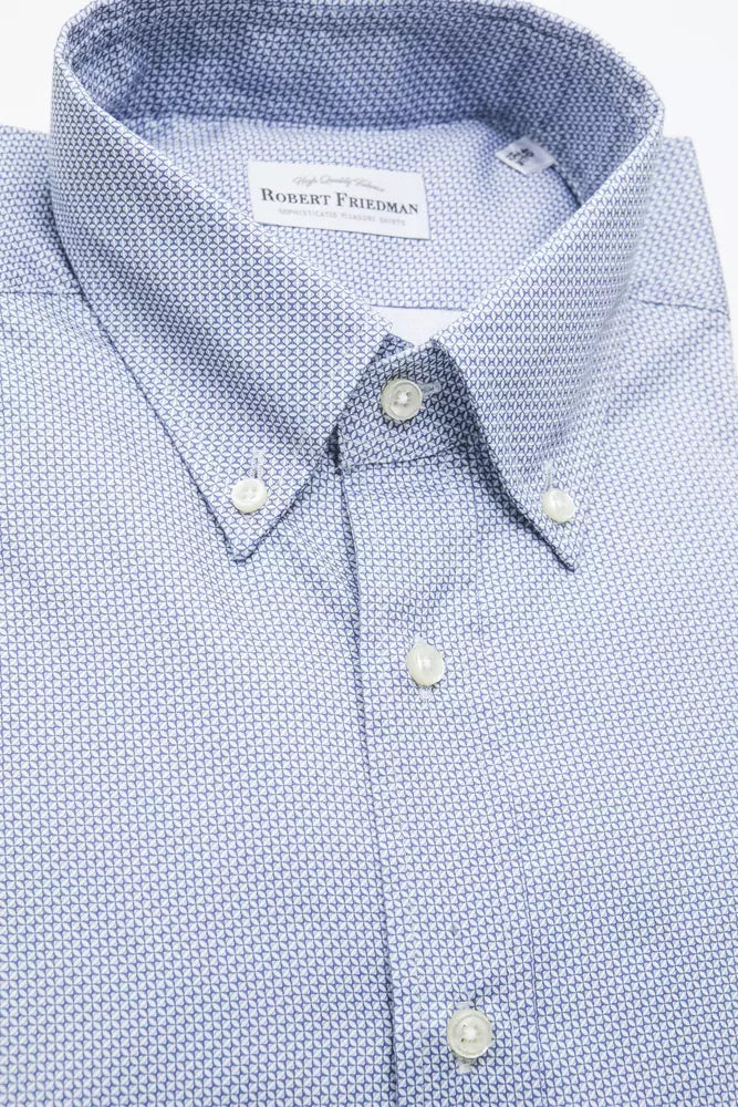 Camisa Elegante De Algodón Azul Claro