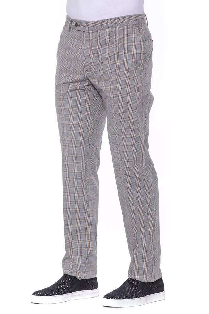 Gray Cotton Men Trousers