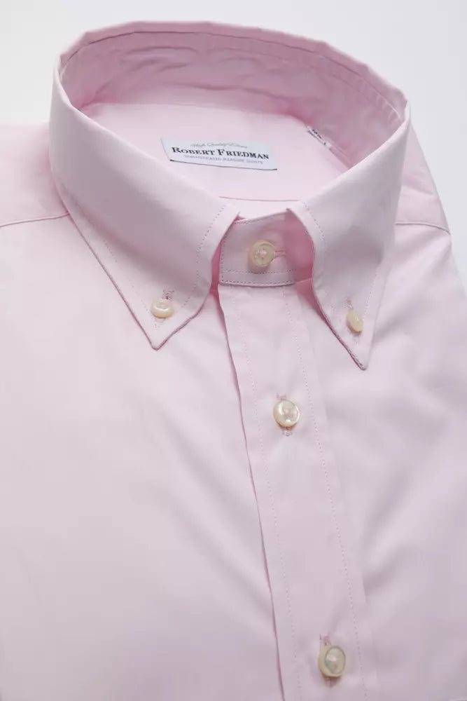 Elegante camisa rosa de algodón con botones