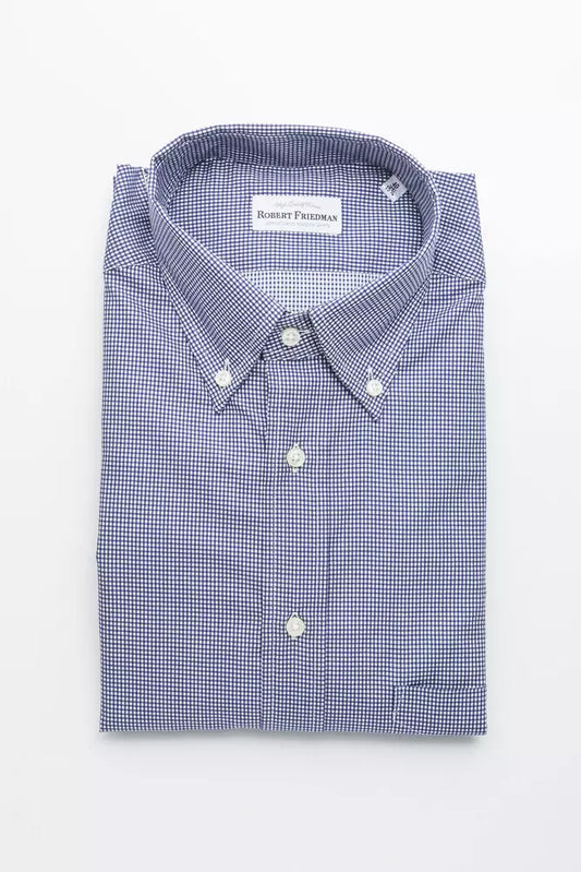 Camisa elegante con botones de algodón azul