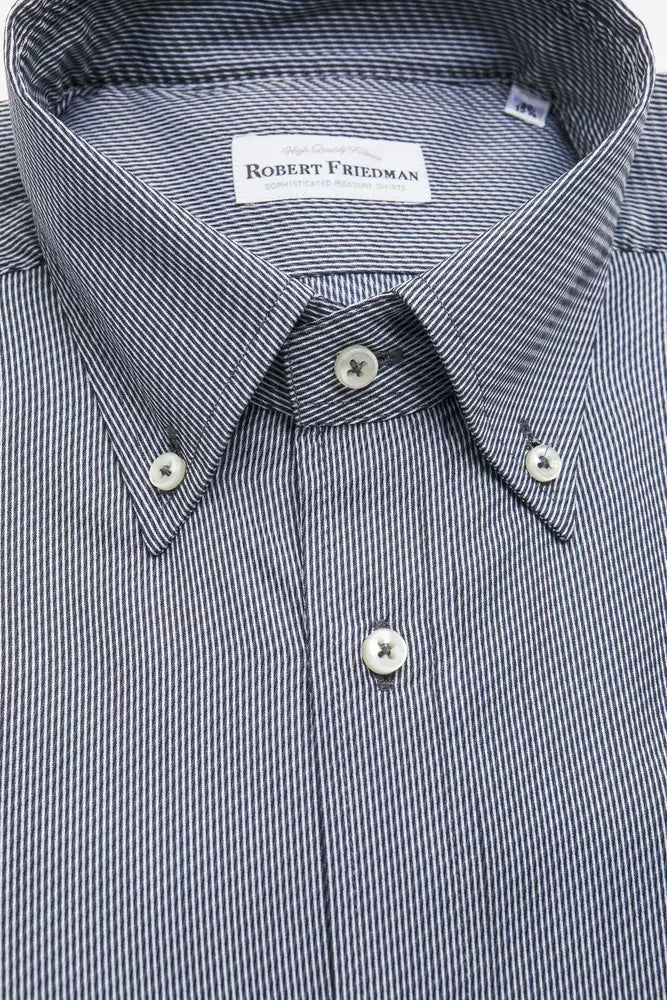 Camisa elegante con botones de algodón azul