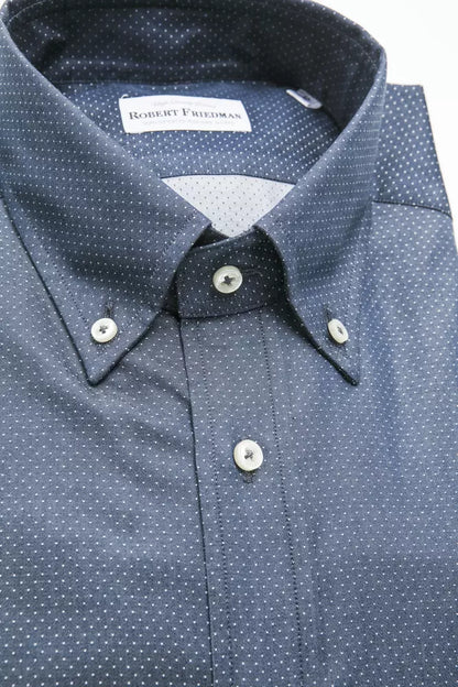 Camisa elegante de corte regular de algodón azul