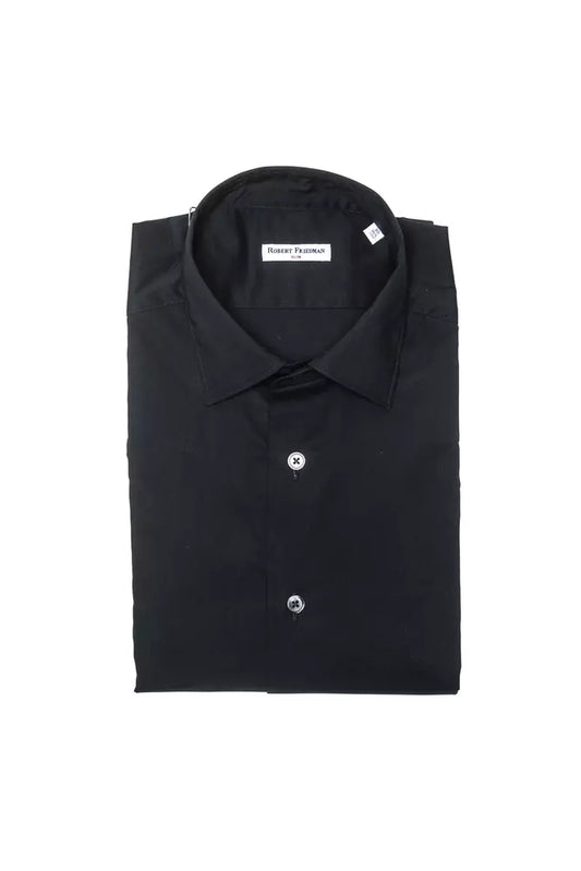 Camisa elegante y delgada con cuello negro