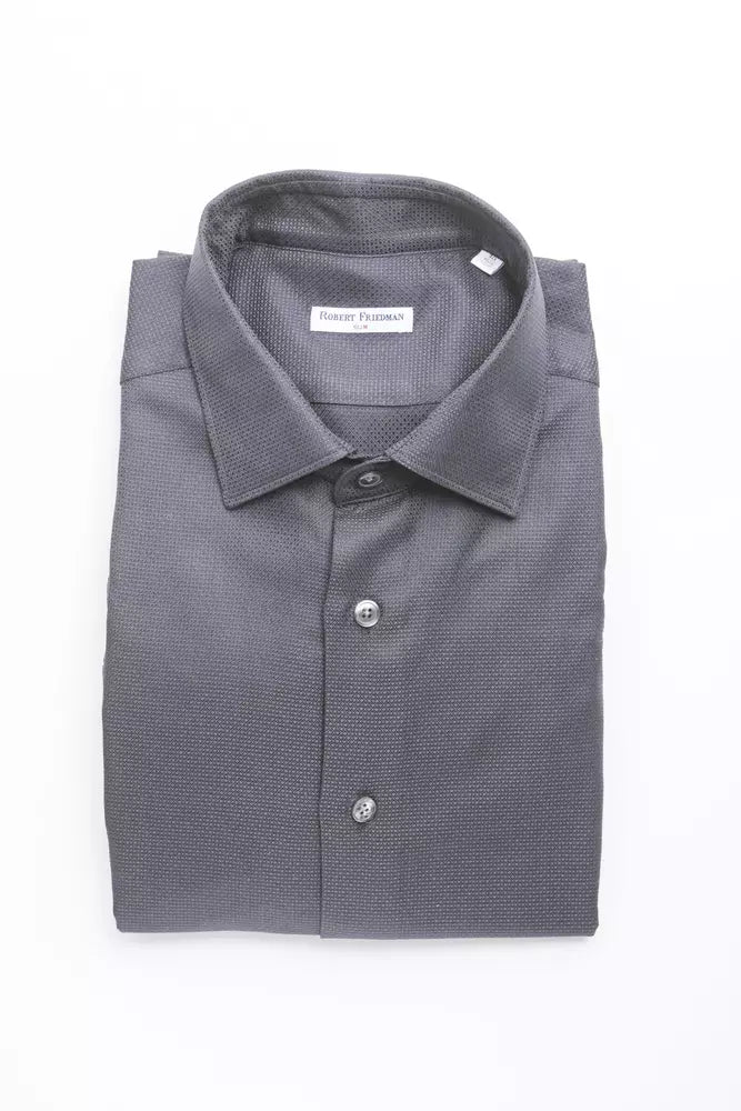 Camisa azul elegante con cuello medio y delgado para hombre