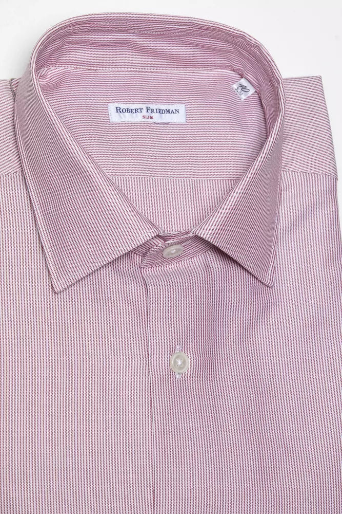 Camisa elegante de algodón rosa con cuello ajustado