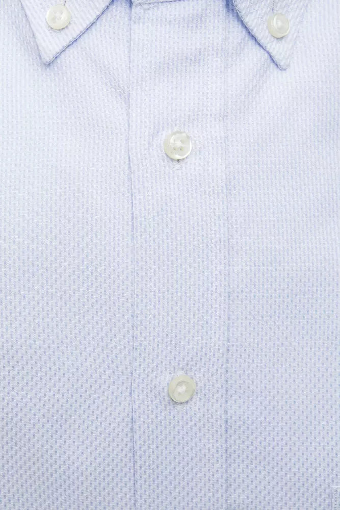 Camisa elegante con botones de algodón azul claro