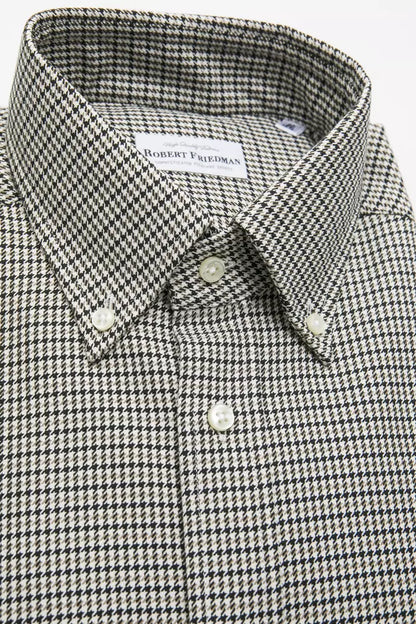 Camisa regular con botones de algodón beige