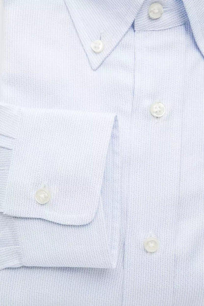 Camisa Elegante De Algodón Azul Claro