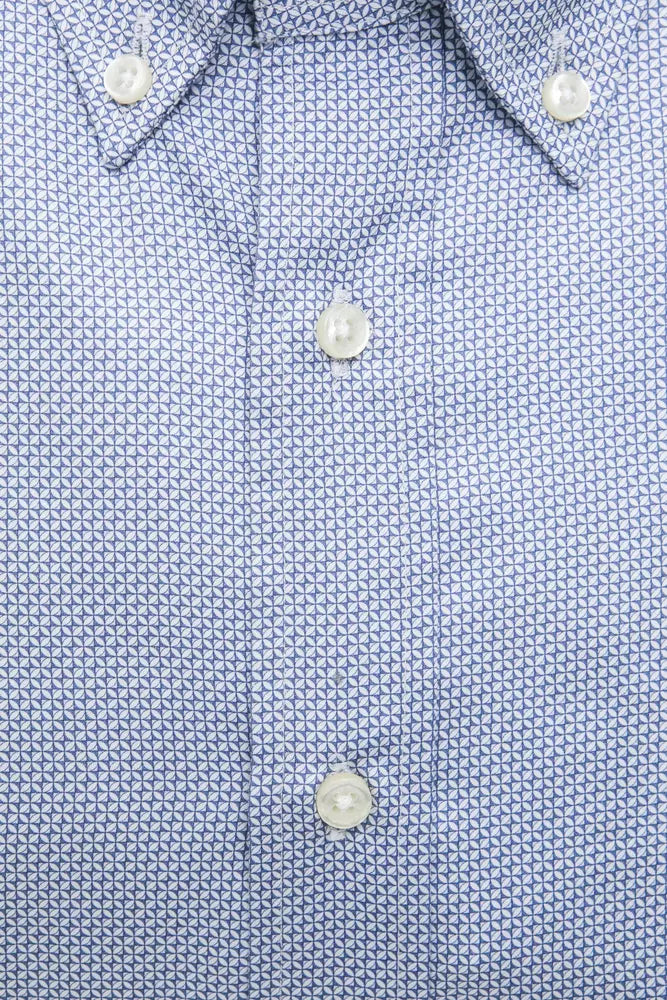 Camisa Elegante De Algodón Azul Claro