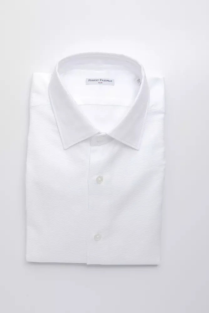 Elegante camisa blanca de algodón slim fit