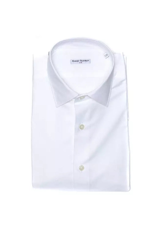 Camisa slim de algodón blanca elegante para hombre