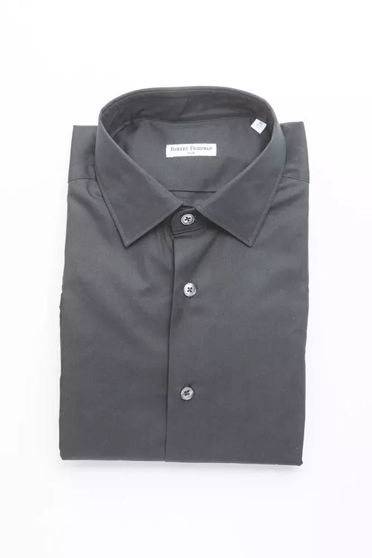 Camisa Negra Elegante Cuello Medio Slim