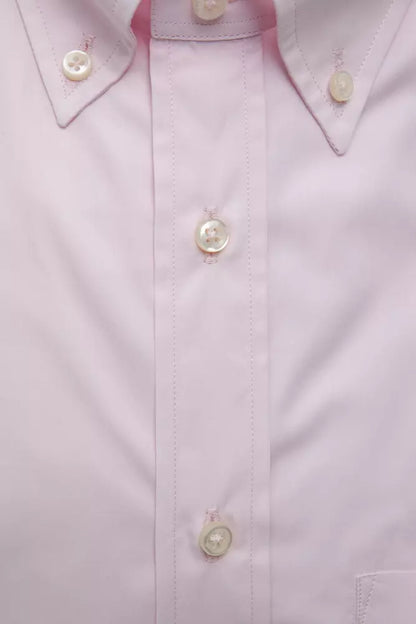 Elegante camisa rosa de algodón con botones