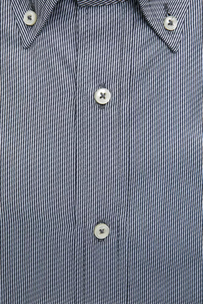 Camisa elegante con botones de algodón azul