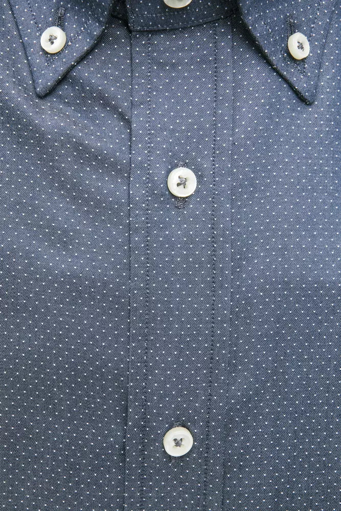 Camisa elegante de corte regular de algodón azul