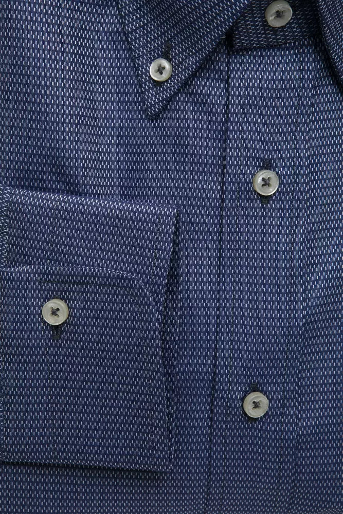 Camisa elegante de algodón azul con botones