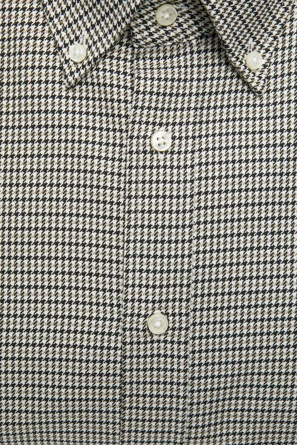 Camisa regular con botones de algodón beige