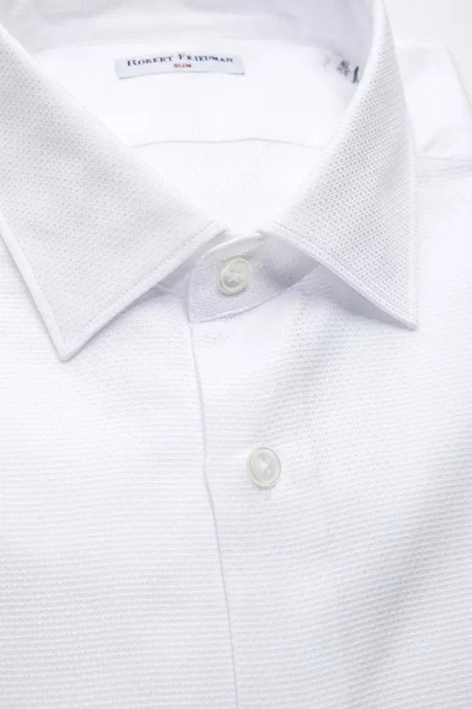 Elegante camisa blanca de algodón slim fit