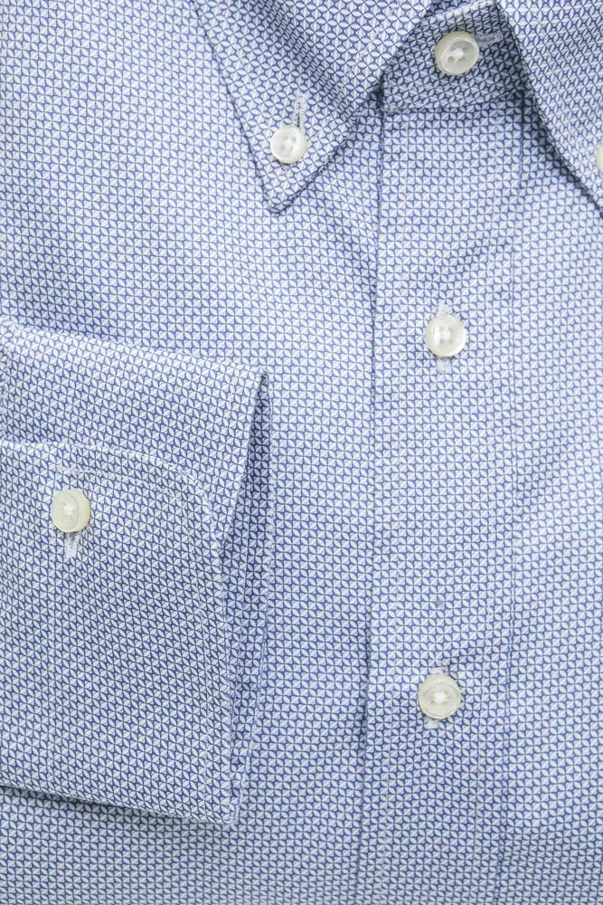 Camisa Elegante De Algodón Azul Claro