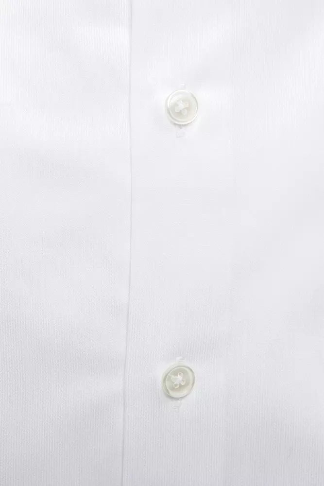 Camisa elegante de algodón blanca con cuello ajustado