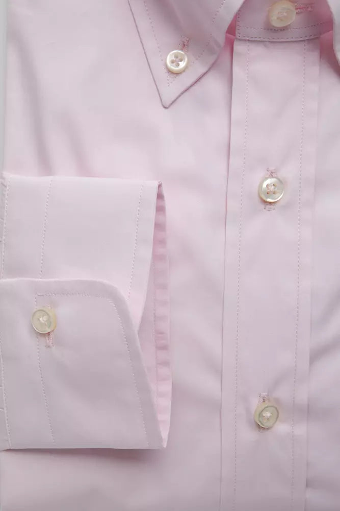 Elegante camisa rosa de algodón con botones