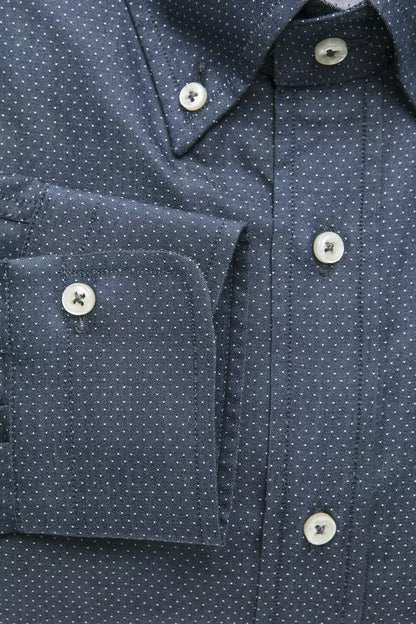 Camisa elegante de corte regular de algodón azul