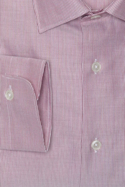 Camisa elegante de algodón rosa con cuello ajustado