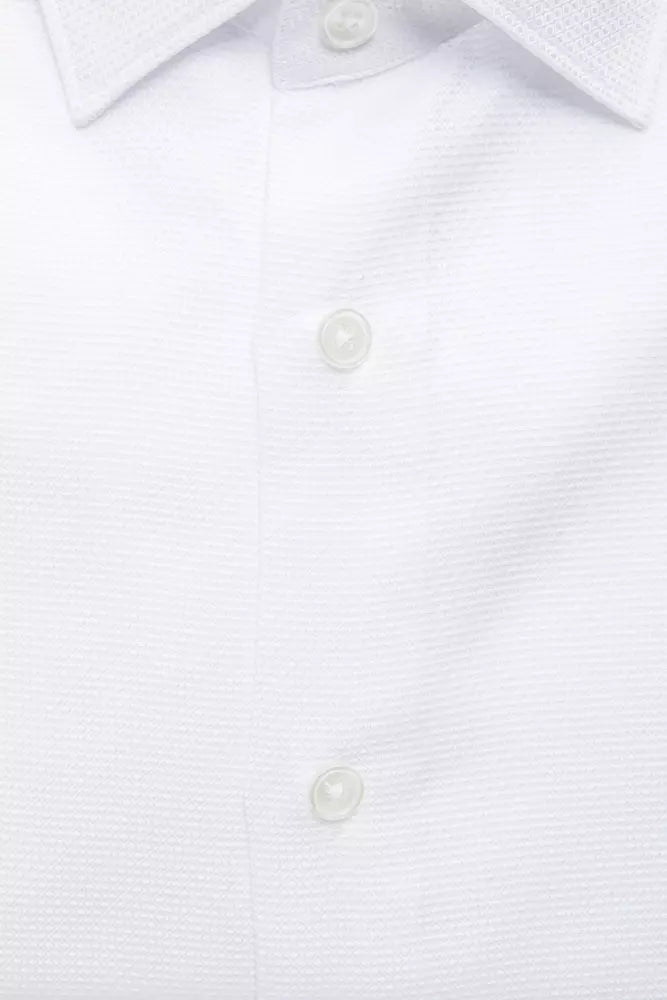 Elegante camisa blanca de algodón slim fit